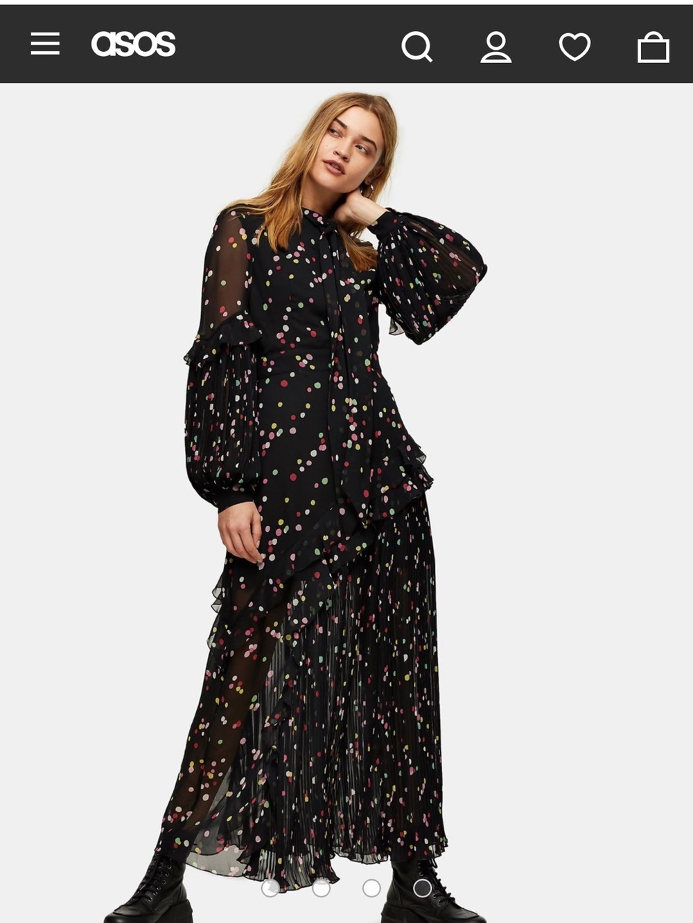 Topshop Black Polka Dot Tie-Neck Maxi Dress